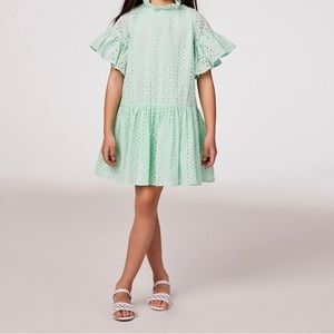 Janie and Jack mint green flutter sleeve eyelet dress 3T